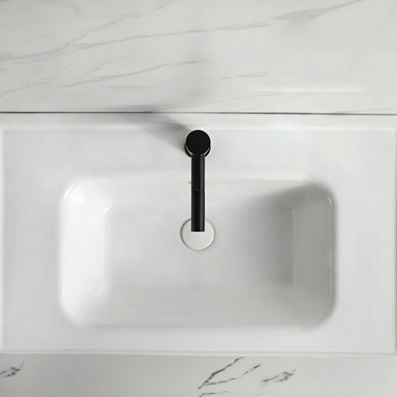 Modern Vessel Sink Rectangular Porcelain Drop-in Bathroom Sink(Not Included Faucet)
