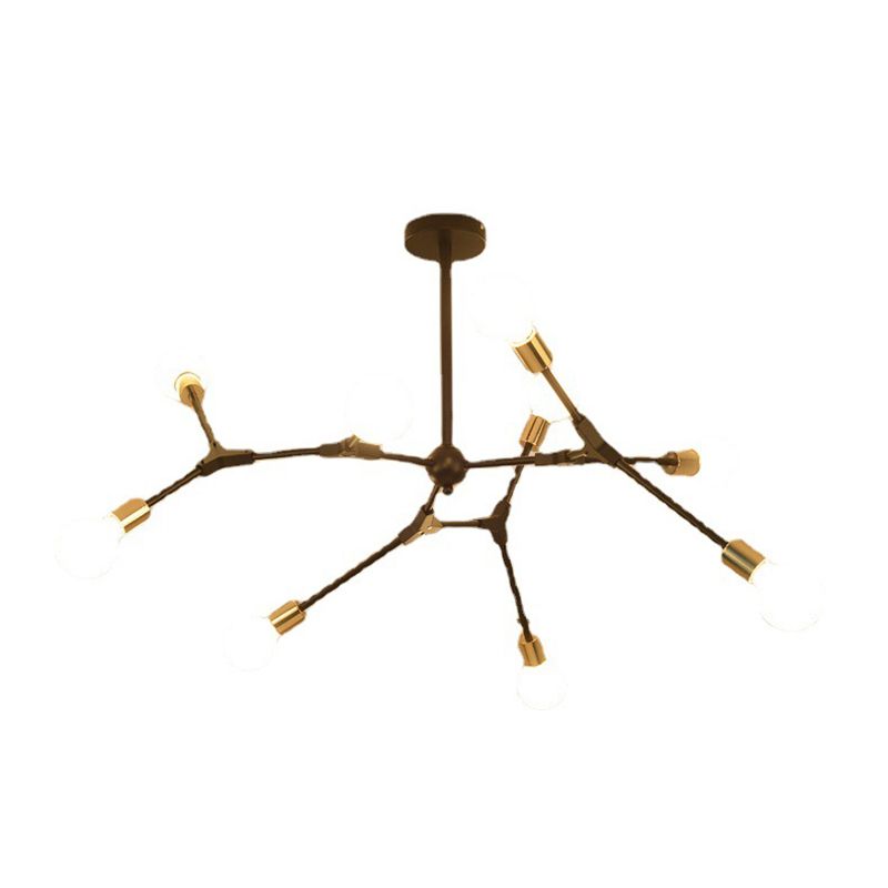 Luz colgante ajustable de negro de lámpara de metal múltiple ligero para sala de estar