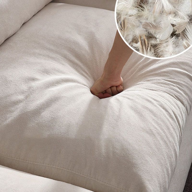 Modern 4-seater Fabric Sofa Flared Arm Sofa with Bolster Pillows
