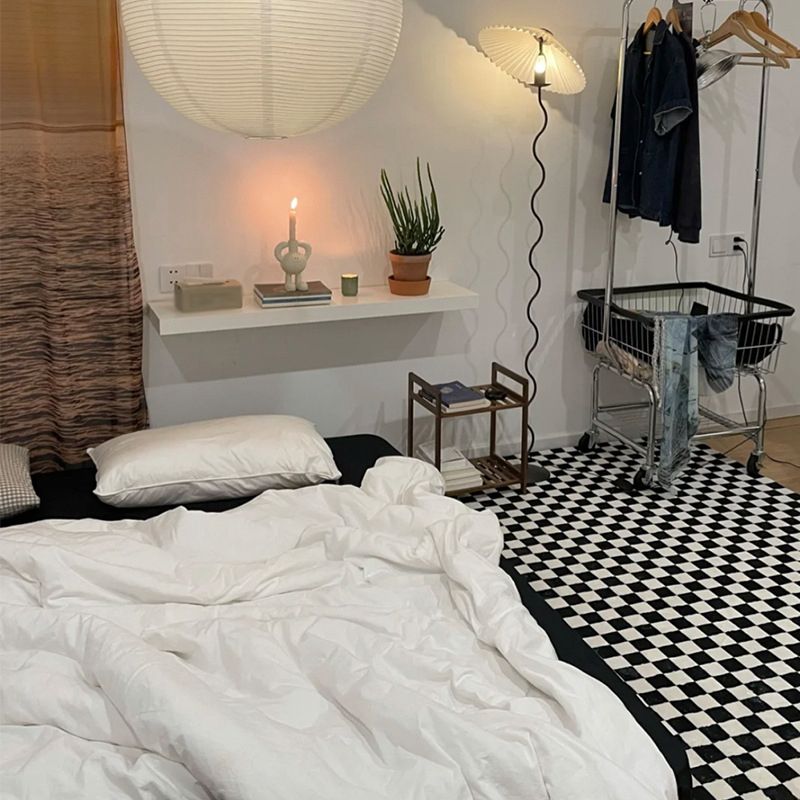 Lattice Rug Rectangle Synthetic Modern Washable Rug for Home Decor
