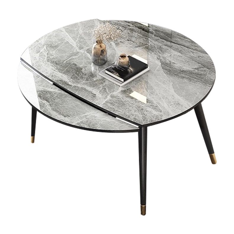Eigentijdse uitschuifbare gesinterde stenen tafel, ronde vorm, standaard eettafel voor keuken