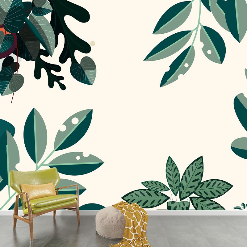 Illustration murale de plantes tropicales en couleur claire, décoration écologique pour la maison