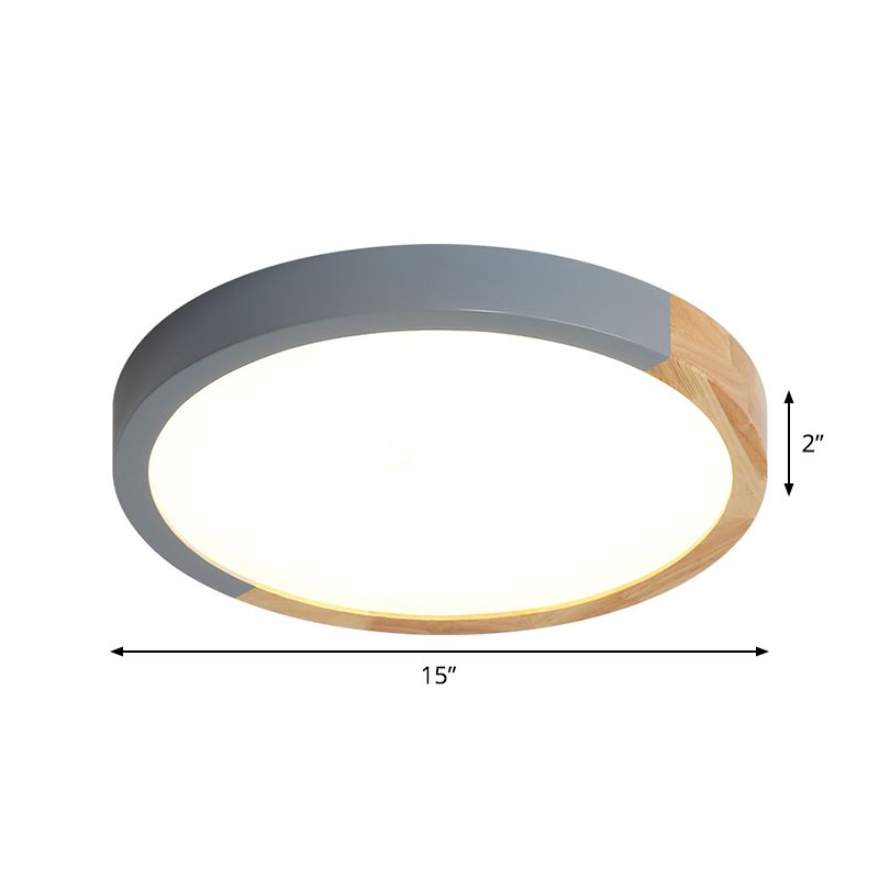 Circular Close to Ceiling Lighting Modernist Metal 12"/15"/19" Wide LED Flush Mount Light in Beige