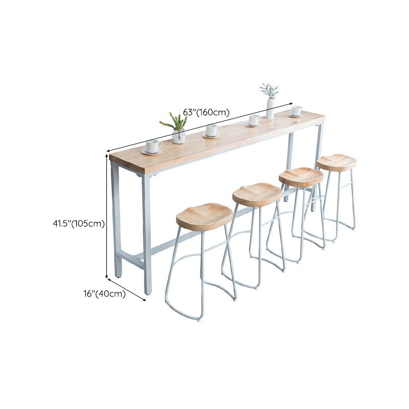 Modern Bar Height Table Solid Wood Top Bistro Bar Table with Trestle Base