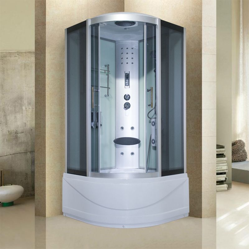 Round Double Sliding Shower Stall Full Frame Tempered Glass Shower Room