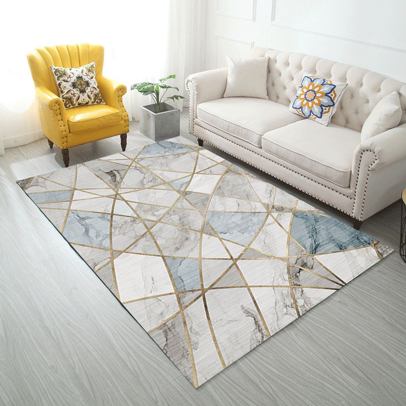 Abstract Printing Area Rug Polyester Modern Rug Non-Slip Backing Carpet for Living Room