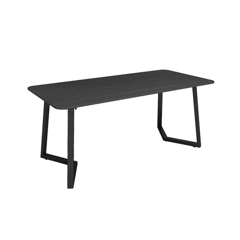 Sintered Stone Top Industrial Table for Restaurant Rectangle Dining Table Double Pedestal