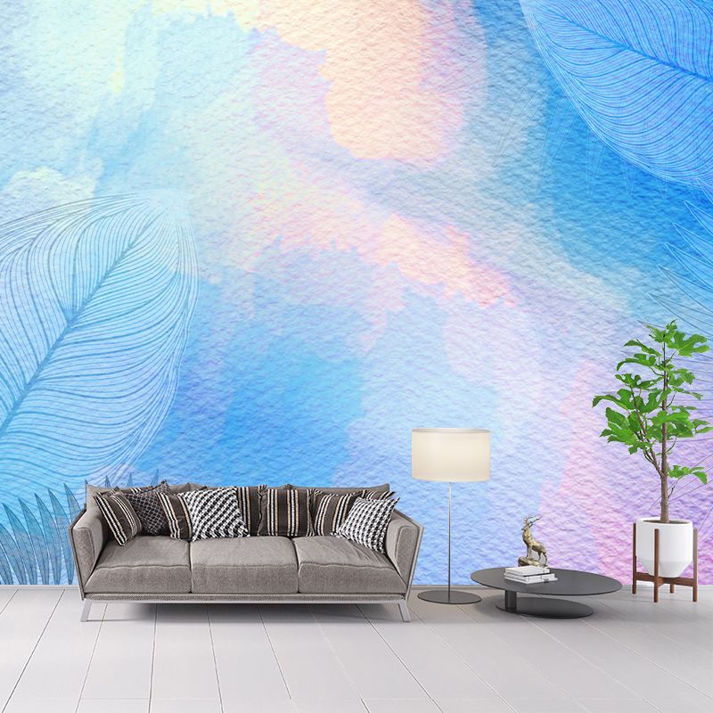 Bright Color Illustration Mural Wallpaper Tropical Plants Living Room Mural