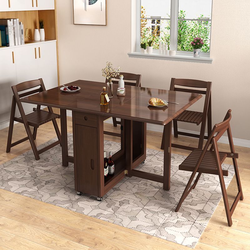 Mesa de comedor marrón moderna de mediados de siglo Mesa de comedor de hoja de madera maciza para uso en el hogar