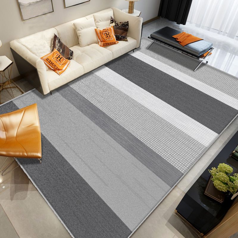 Grey Modern Area Carpet Geometric Pattern Polyester Area Rug Non-Slip Rug for Home Decor
