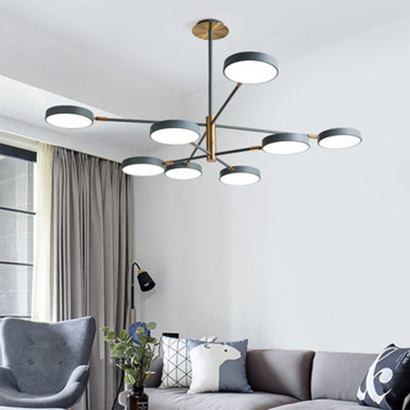 Nordic Style Round Chandelier Light Metallic Hanging Pendant Lights  for Living Room