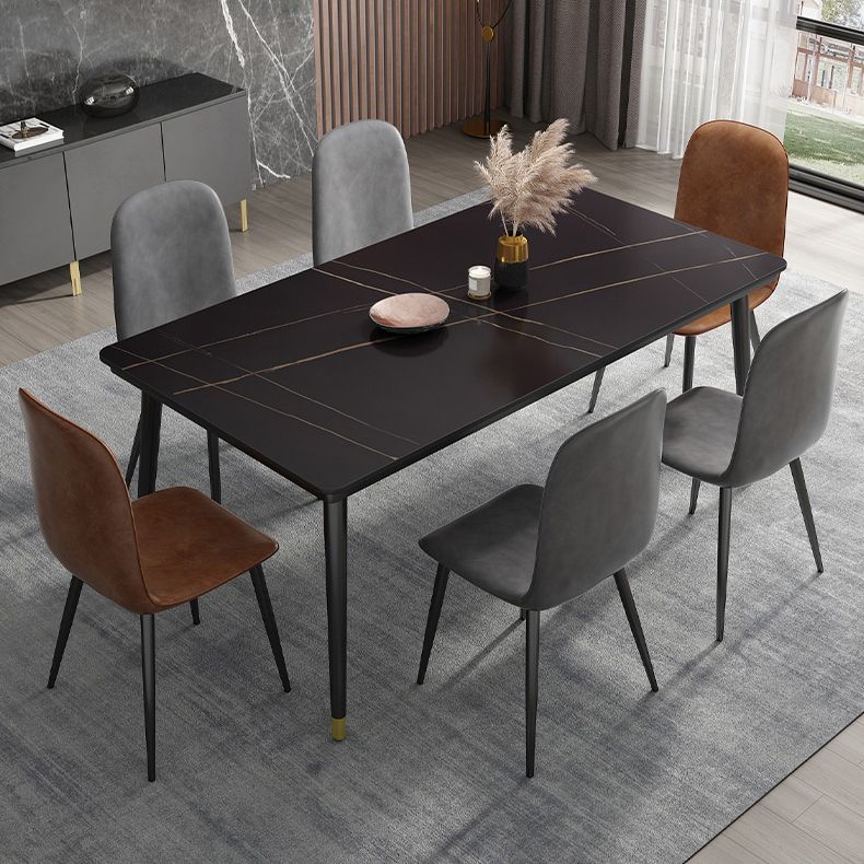 Table à manger de cuisine en pierre fritrée moderne avec base de 4 jambes avec base de 4 jambes