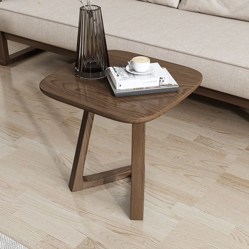 Solid Wood Square Top Side Table 19.7" Tall Abstract Base End Table