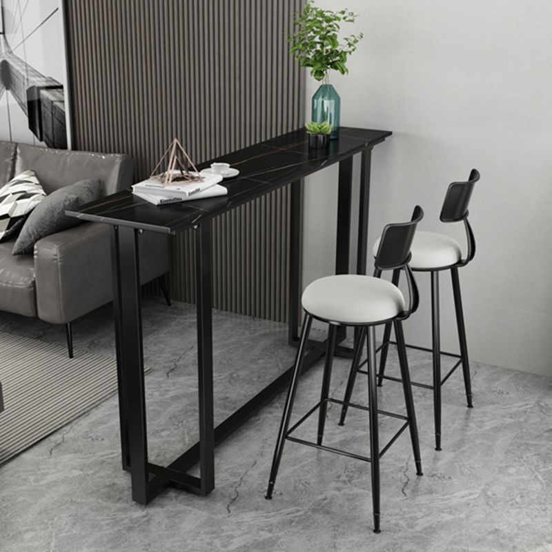 Modern 1/3 Pieces Bar Table Set Rectangle Stone Counter Table with High Stools for Balcony
