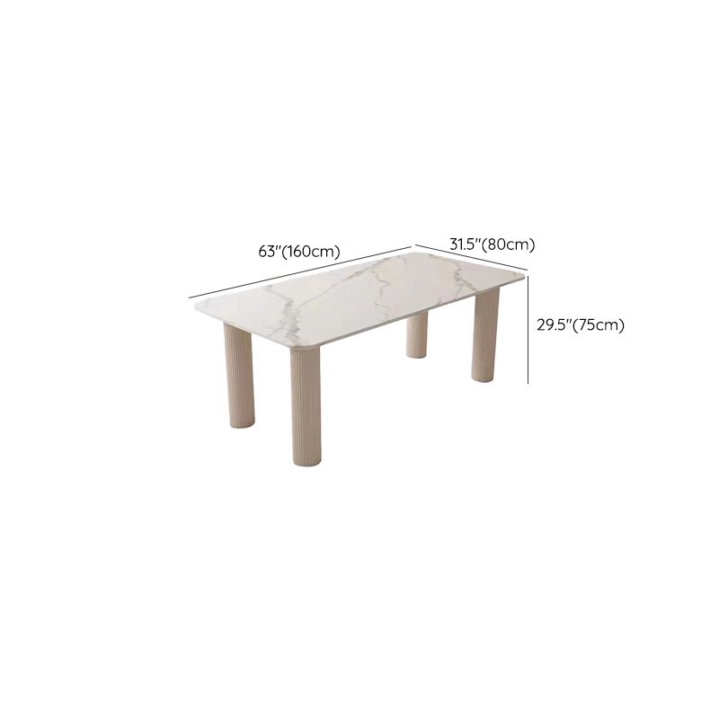 Modern Style 1/4/5/7 Pieces Dining Table Rectangle Stone Furniture in White