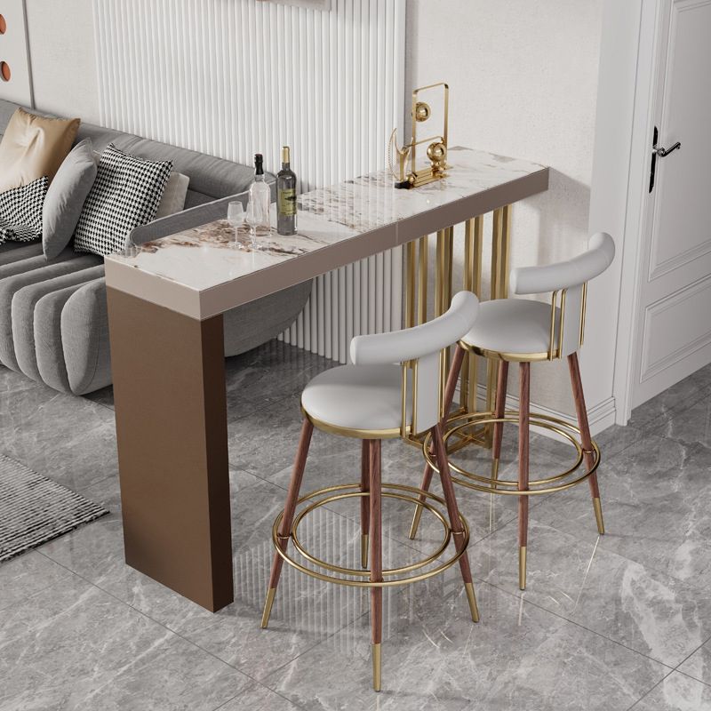 Brown Sintered Stone Bar Table Rectangle Dining Table for Kitchen Living Room