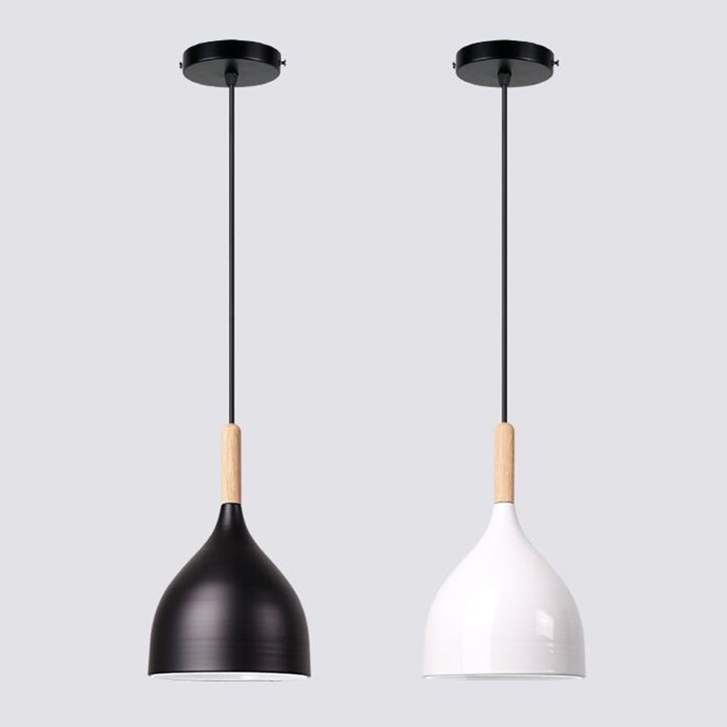 Bowl Shape Hanging Lighting Modern Macaron Style Metal 1 Light Pendant Lamp