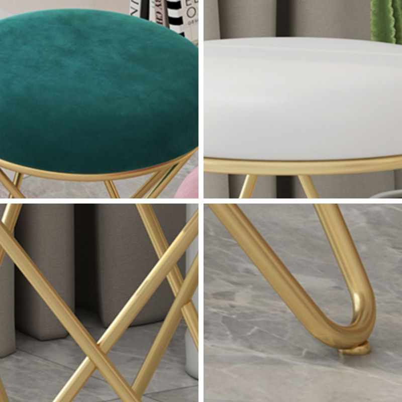 Gorgeous Velvet Pouf Ottoman Pure Color Stain Resistant Round Footstool Ottoman