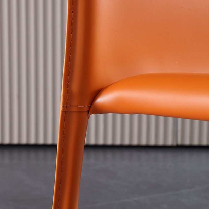 Faux Leather Stackable Dining Chairs Modern Armless Side Chair