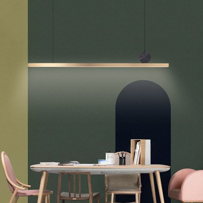 Modern Style Linear Hanging Pendant Light Metal 1- Light Pendant Light Fixture