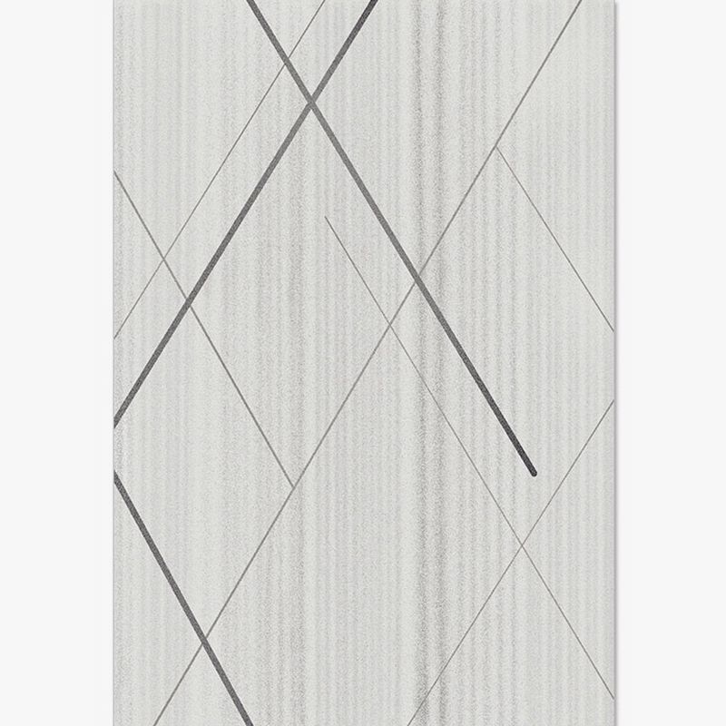 Grey Living Room Area Carpet Stripe Pattern Polyester Area Rug Modern Stain Resistant Rug