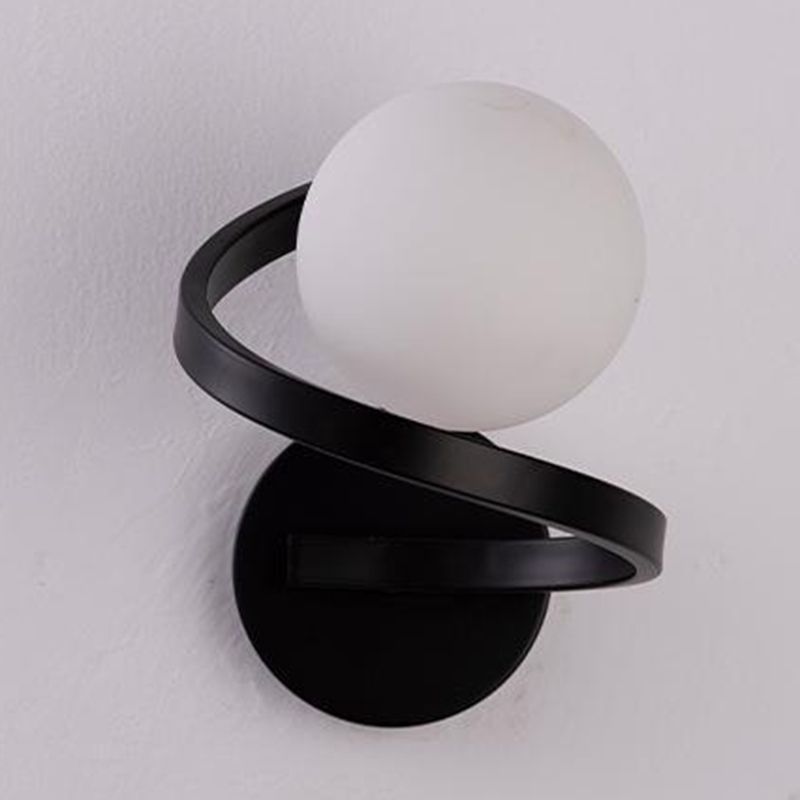Contemporary Bath Vanity Lighting Globe Shaded Black/Golden Vanity Light for Bathroom