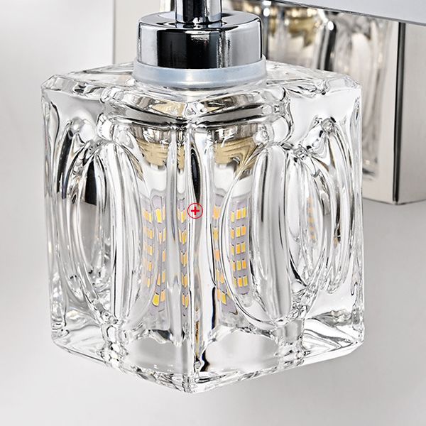 Modern Metal Siding Vanity Sconce 4 Lights Glass Shade Vanity Light for Bathroom