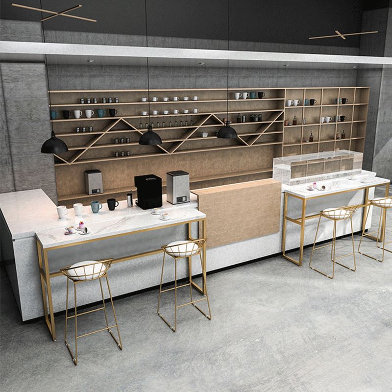 Faux Marble Bar Table Set Glam Style 1/3/5 Pieces Rectangle Counter Table