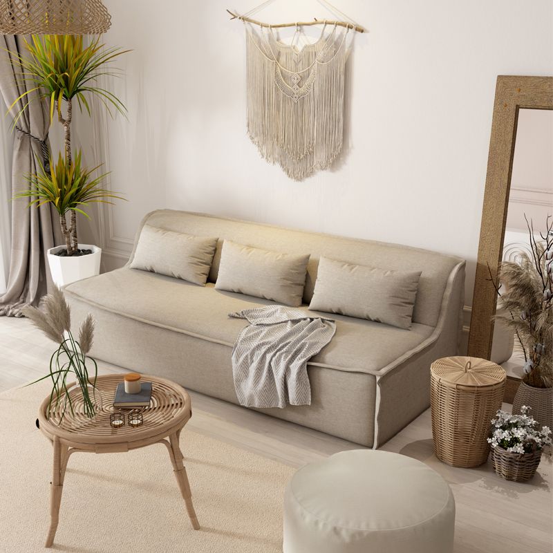 Cotton Blend/ Faux Leather Sofa Armless Settee for Three People