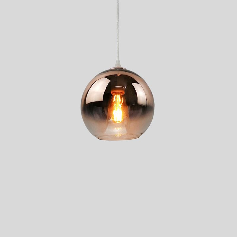 Glass Globe Single Hanging Lamp in Modern Artistic Style Wrought Iron Indoor Pendant Light