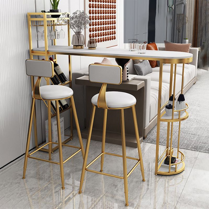 Wine Rack Modern Bistro Bar Desk Marble Sled Bar Height Indoor Cocktail Table