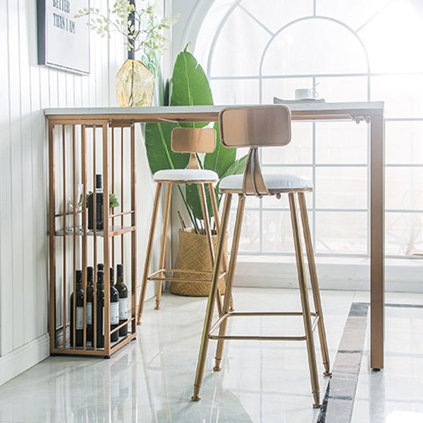 Industrial Rectangle Bar Height Pub Table with Storage Marble Bistro Bar Table