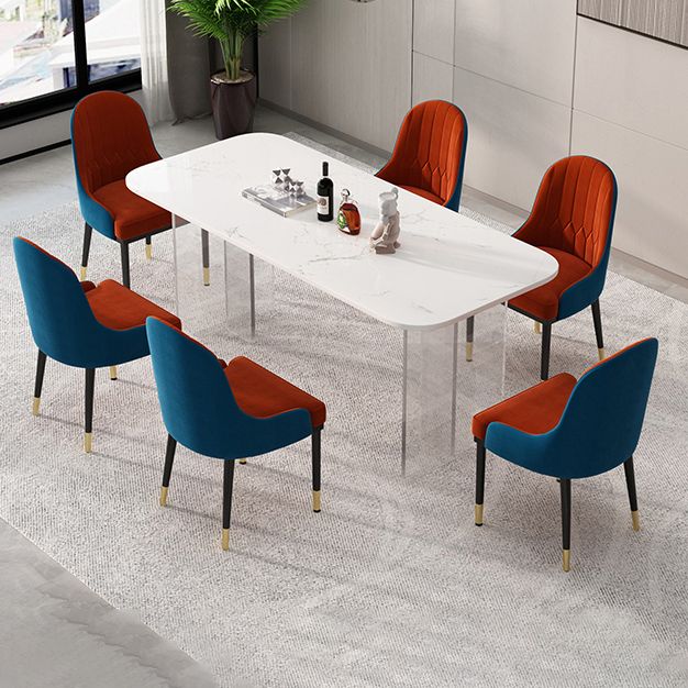 1/2/5/7 Pieces Modern Dining Set with Rectangle Table and Red Chairs Dinette Set