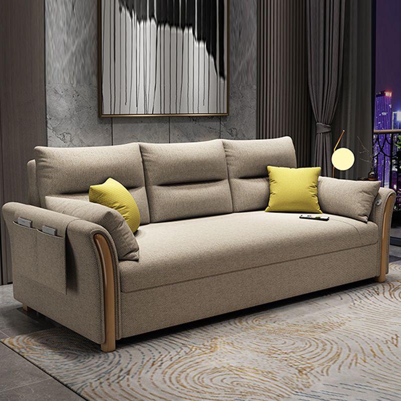 Brown Convertible Settee Furniture Flared Arm Standard Bed Settee