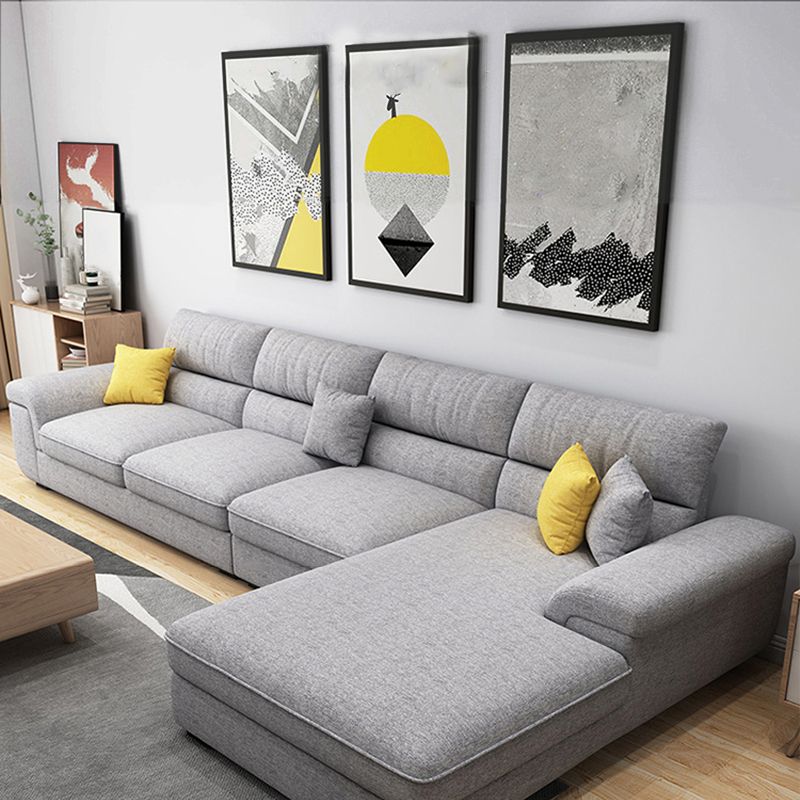 137.79" L Modern Linen Sectional Pillow Top Arm Sectional for Living Room