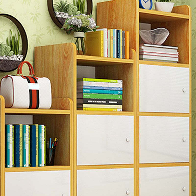 9.4" W Modern Wooden Bookshelf Closed Back Shelf Bookcase with Doors