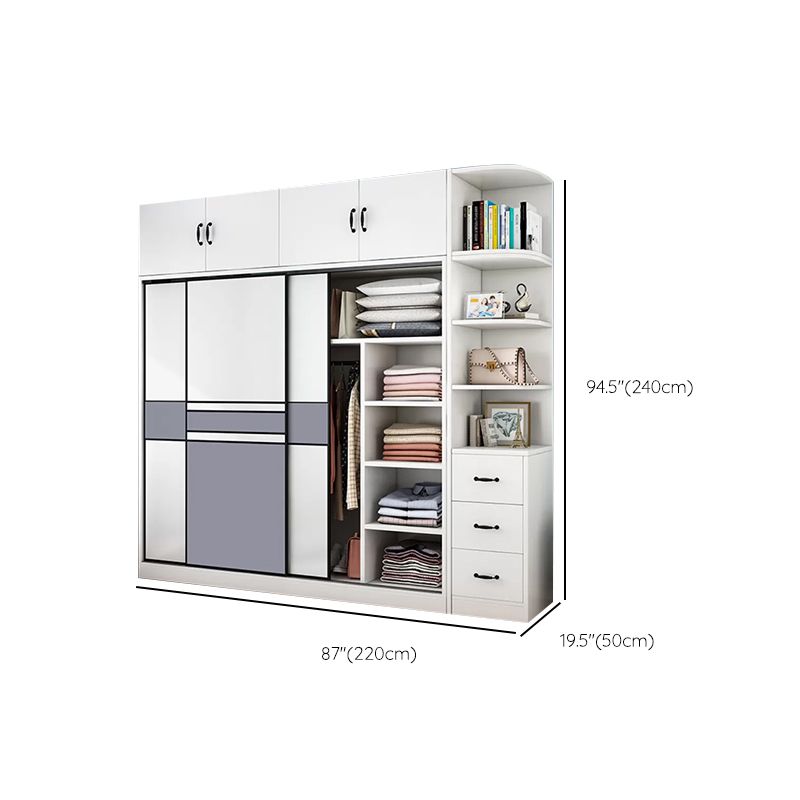 Freestanding Wood Frame Wardrobe Armoire Sliding Soft Close Doors Wardrobe