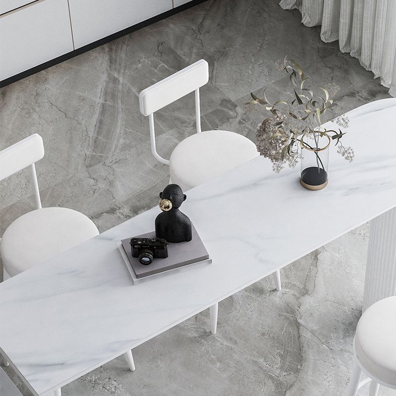 Modern Marble Bar Table with Specialty Table Top Double Pedestal Table- 41.3" H