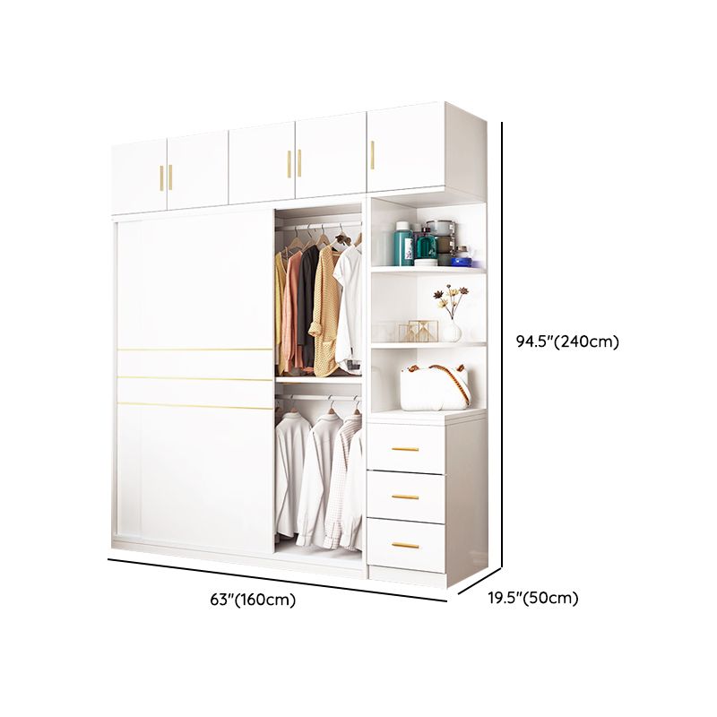 White Hanging Clothes Rack Wooden Hanging Clothes Rack with Door