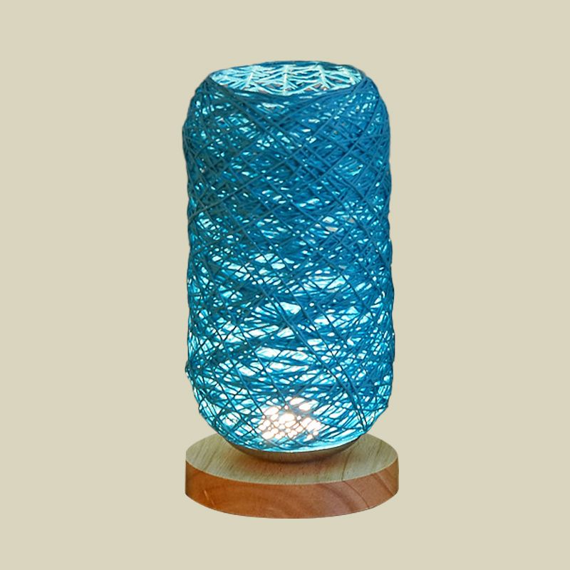 Lampada Mini Oblunga Mini Oblungata Macaron Beige/Blue/Brown USB Ricarica LED LED con piedistallo in legno per letto