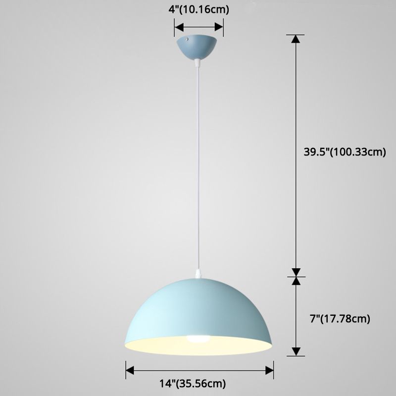 Metal Ribbed Dome Hanging Light 1-Light Nordic minimaliste Style suspendu lampe pour restaurant