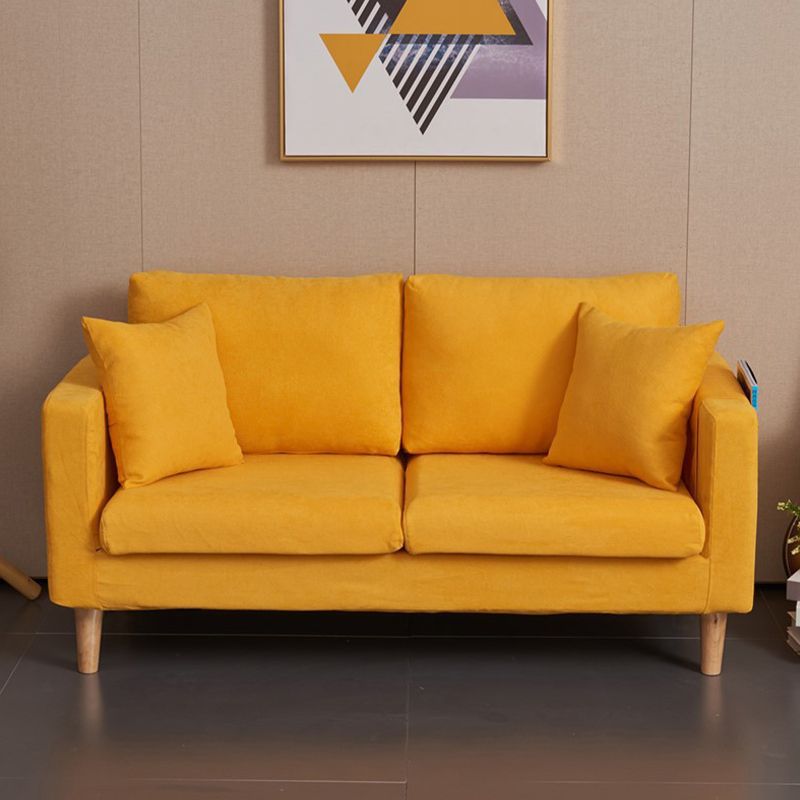 Scandinavian Loose Back Fabric Sofa 30.7" H Square Arm Loveseat