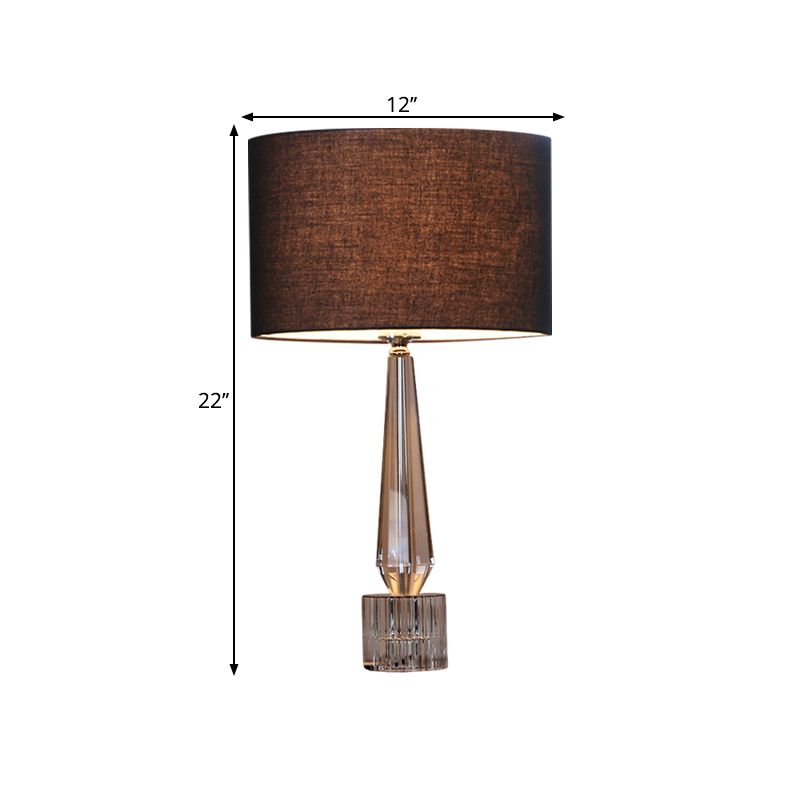 1 Kopf schattierte Nachttischlampe Traditioneller Speer klarer Kristalltischlicht in Flaxen/Weiß/Schwarz für Wohnzimmer
