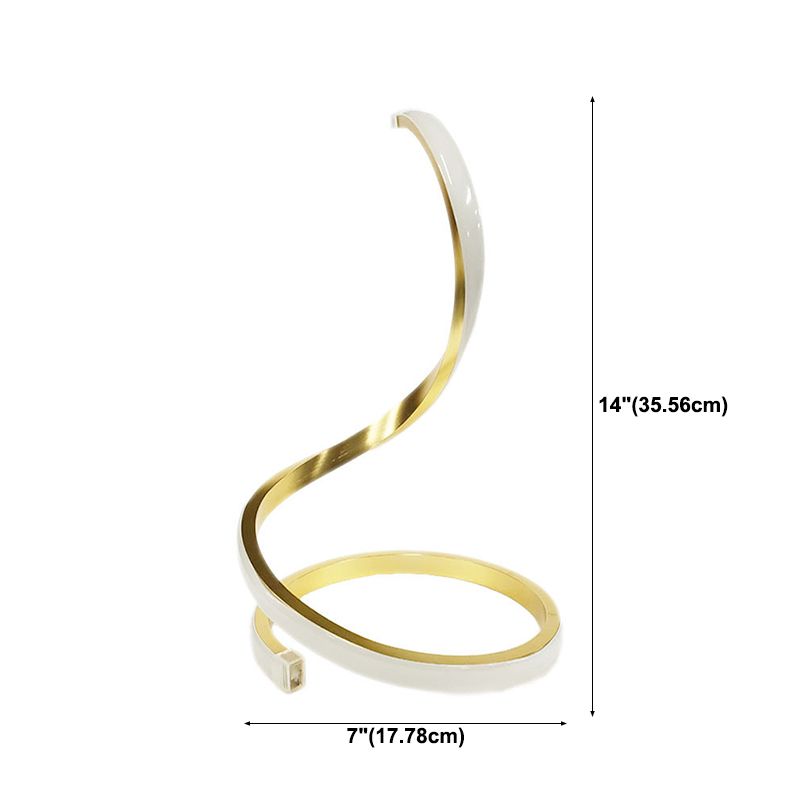 1-Light Curved Table Lamp Contemporary Metal Nightstand Lamps for Bedroom