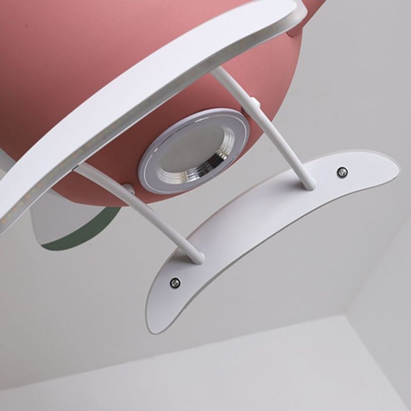 Childrens Airplane Pendant Fan Lighting Metal Bedroom LED Semi Flush Mounted Lamp