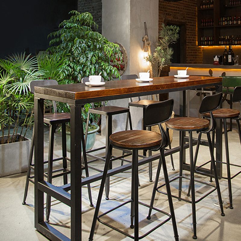 Industrial Rectangle Bar Stool and Table Set 1/2/7 Pieces Indoor Wood Pub Dining Set