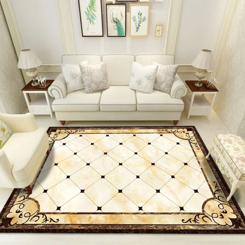 Glam Marble Surface Print Rug Funky Polyester Area Carpet Anti-Slip Backing Rug for Living Room