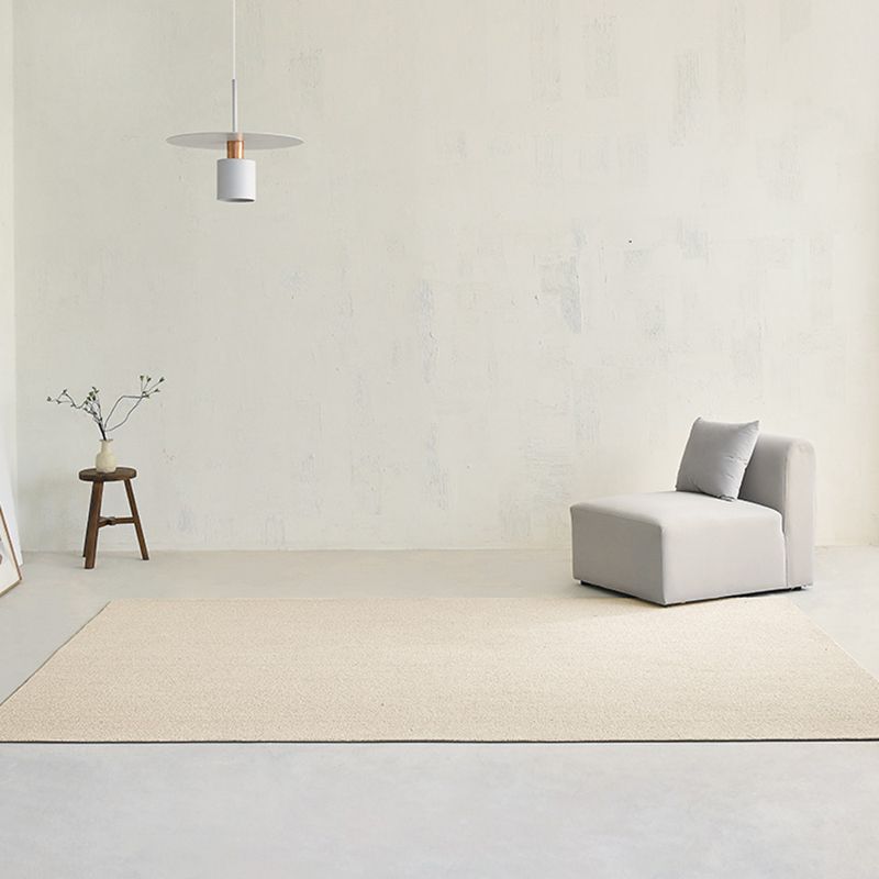 Contemporary Indoor Room Carpet Beige Solid Color Area Carpet Polyester Washable Indoor Carpet