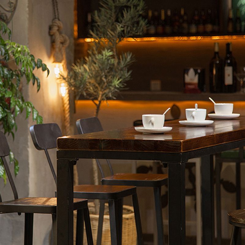 Industrial Rectangle Bar Stool and Table Set 1/2/7 Pieces Indoor Wood Pub Dining Set