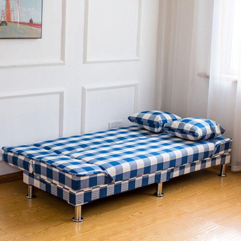 Contemporary Tight Back Armless Living Room Linen Convertible Sofa
